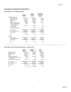 [removed]STATEMENT OF PURPOSE OF AMENDMENT: House Bill No[removed]Funding Summary Executive Budget