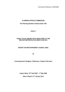 Commission Reference: 2005/D002  PLANNING APPEALS COMMISSION The Planning (Northern Ireland) OrderArticle 7