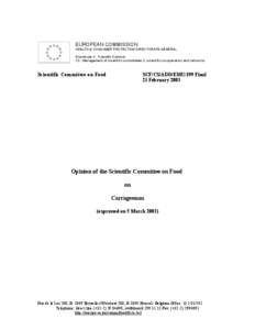 EUROPEAN COMMISSION HEALTH & CONSUMER PROTECTION DIRECTORATE-GENERAL Directorate C - Scientific Opinions C2 - Management of scientific committees II; scientific co-operation and networks  Scientific Committee on Food