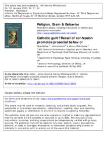 This article was downloaded by: [Mr Harvey Whitehouse] On: 07 January 2013, At: 01:54 Publisher: Routledge Informa Ltd Registered in England and Wales Registered Number: [removed]Registered office: Mortimer House, 37-41 M