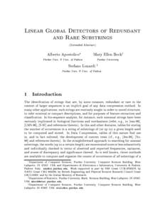 Linear Global Detectors of Redundant and Rare Substrings (Extended Abstract) Alberto Apostolico
