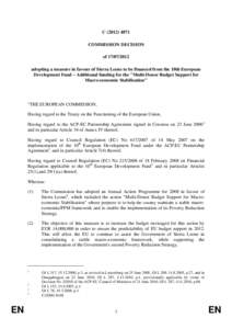 C[removed]COMMISSION DECISION of[removed]adopting a measure in favour of Sierra Leone to be financed from the 10th European Development Fund – Additional funding for the 