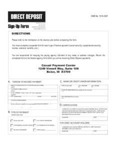 DIRECT DEPOSIT Sign-Up Form OMB No[removed]Standard Form 1199A