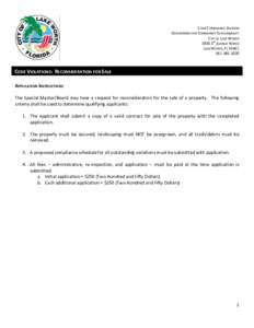 CODE COMPLIANCE DIVISION DEPARTMENT FOR COMMUNITY SUSTAINABILITY CITY OF LAKE WORTH 1900 2ND AVENUE NORTH LAKE WORTH, FL1600