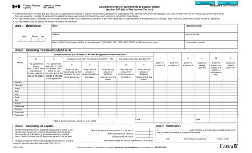 Clear Data  Calculation of tax on agreements to acquire shares (section[removed]of the Income Tax Act) • •