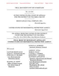 Mingo Logan Coal Co. v. U.S. E.P.A., C.A.D.C., decided April 23, 2013 (NO[removed]Final Brief of Defendant-Appellant U.S. EPA[removed])