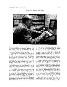 TUGboat, Volume[removed]), No. 4  Arthur Lee Samuel, [removed]The TFJ community lost its beloved senior member on July 29, when Art Samuel died at age 88. He