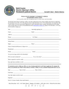 Weld County District Attorney’s Office Nineteenth Judicial District Kenneth R. Buck – District Attorney