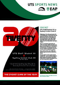 UTS SPORTS NEWS UTS ELITE ATHLETE PROGRAM Issue 8 Tuesday 16th NovemberIssue 8 Tuesday 16th November 2010