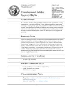 University Policy 1.5, Inventions and Related Property Rights