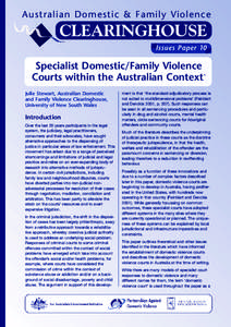 Australian Domestic & Family Violence  CLEARINGHOUSE Issues Paper 10  Specialist Domestic/Family Violence