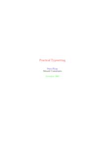 Practical Typesetting Peter Flynn Silmaril Consultants December 2001  