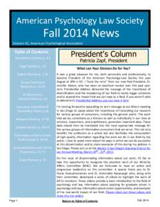 American Psychology Law Society  Fall 2014 News 