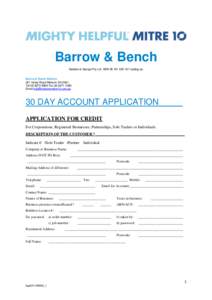 Barrow & Bench Geddes & George Pty Ltd ABN[removed]trading as: Barrow & Bench Malvern 321 Unley Road Malvern SA 5061 Tel[removed]Fax[removed]