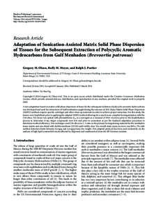 Adaptation of Sonication-Assisted Matrix Solid Phase Dispersion of Tissues for the Subsequent Extraction of Polycyclic Aromatic Hydrocarbons from Gulf Menhaden (Brevoortia patronus)