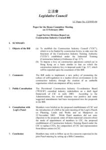 立法會 Legislative Council LC Paper No. LS39[removed]Paper for the House Committee Meeting on 13 February 2004 Legal Service Division Report on