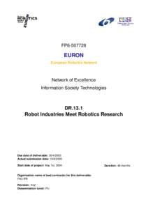 FP6[removed]EURON European Robotics Network  Network of Excellence