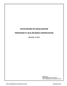 Proposed FY-2016 Revenue Certification