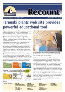 Taranaki Regional Council Newsletter  September 2002 No. 39 Taranaki plants web site provides powerful educational tool