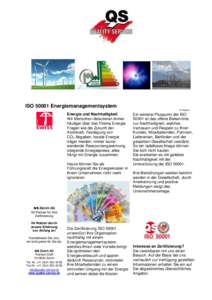 ISOEnergiemanagementsystem M. Beljean Energie und Nachhaltigkeit Wir Menschen diskutieren immer häufiger über das Thema Energie.