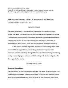 Issued by USCCB, November 14, 2006 Copyright © 2006, United States Conference of Catholic Bishops. All rights reserved. To order a copy of this statement, please visit www.usccbpublishing.org.
