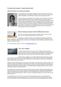 The Sandra Leach Company – October Newsletter 2013 Hello and welcome to our October newsletter. I am Charlotte the newest Account Manager to join the SLC team, and this is my first newsletter so I thought I would say a