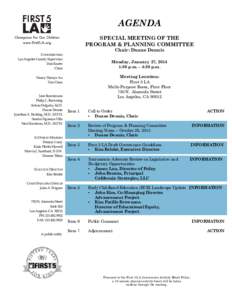 AGENDA SPECIAL MEETING OF THE PROGRAM & PLANNING COMMITTEE Chair: Duane Dennis  COMMISSIONERS