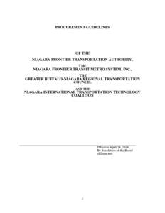 PROCUREMENT GUIDELINES  OF THE NIAGARA FRONTIER TRANSPORTATION AUTHORITY, THE NIAGARA FRONTIER TRANSIT METRO SYSTEM, INC.,