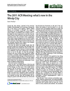 Pisetsky Arthritis Research & Therapy 2011, 13:138 http://arthritis-research.com/contentE D I TO R I A L  The 2011 ACR Meeting: what’s new in the