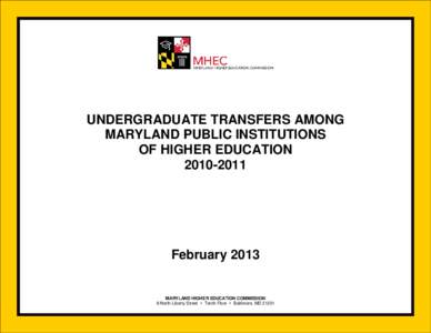 Undergaduate Transfers Among Maryland Public Institutions of Higher Education[removed]