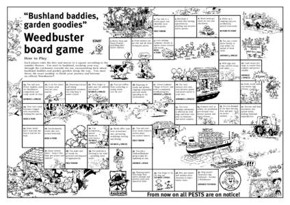 “Bushland baddies, garden goodies” Weedbuster board game