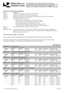 Courses are listed in order of course codes. Please see your Course Coordinator for any course clashes. Whilst every care is taken to produce this document, the University reserves the right to make changes without notif