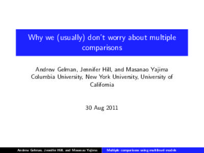 Statistical models / Analysis of variance / Andrew Gelman / Multilevel model / Multiple comparisons / Information / Statistics / Science