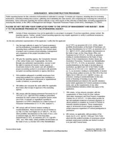 OMB Number: [removed]Expiration Date: [removed]ASSURANCES - NON-CONSTRUCTION PROGRAMS Public reporting burden for this collection of information is estimated to average 15 minutes per response, including time for revi