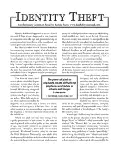 Identity / Educational psychology / Identity theft / Theft / Special education / Labeling theory / Disability / Cerebral palsy / Developmental disability / Crimes / Health / Medicine