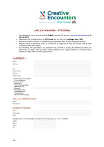 APPLICATION FORM – 4TH EDITION     