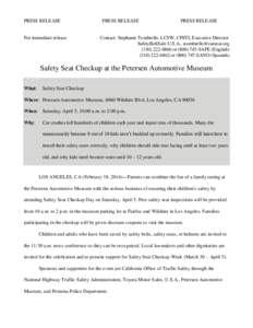 PRESS RELEASE  For immediate release PRESS RELEASE