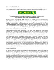 Microsoft Word - #[removed]v3-Dollarama - Project Bruins - Press Release re Closing _2_.DOC