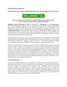 Financial economics / Economy of Canada / Investment / United States securities law / United States Securities and Exchange Commission / Dollarama / Securities Act / Canadian Imperial Bank of Commerce / Initial public offering / Stock market / Corporate finance / S&P/TSX Composite Index