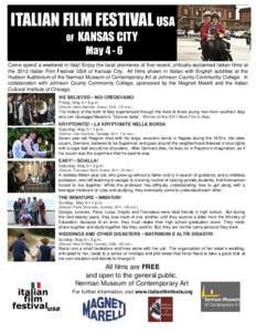 ITALIAN FILM FESTIVAL USA OF KANSAS CITY May 4 - 6