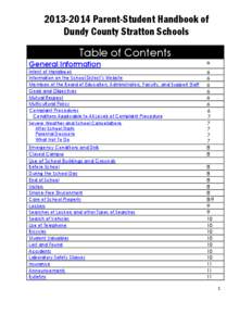 [removed]Parent-Student Handbook of Dundy County Stratton Schools Table of Contents