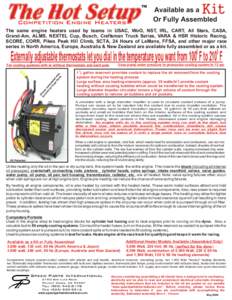 The Hot Setup  TM Competition Engine Heaters