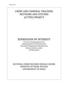 Notice for EoI  CRIME AND CRIMINAL TRACKING NETWORK AND SYSTEMS (CCTNS) PROJECT