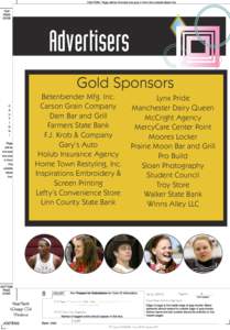 Advertisers Gold Sponsors Betenbender Mfg. Inc. Carson Grain Company Dam Bar and Grill Farmers State Bank