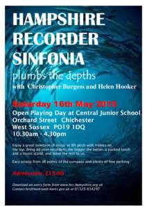 HAMPSHIRE RECORDER SINFONIA plumbs the depths with Christopher Burgess and Helen Hooker