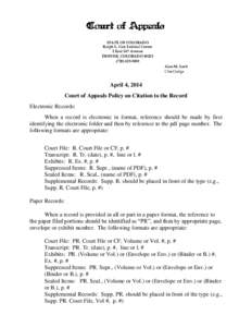 STATE OF COLORADO Ralph L. Carr Judicial Center 2 East 14th Avenue DENVER, COLORADO[removed]5000 Alan M. Loeb