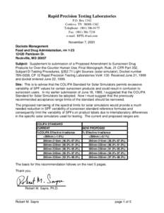 Rapid Precision Testing Laboratories P.O. Box 1342 Cordova TN[removed]Telephone: ([removed]Fax: ([removed]e-mail: [removed]