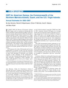 GDP for American Samoa, the Commonwealth of the Northern Mariana Islands, Guam, and the U.S. Virgin Islands