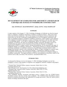 13th World Conference on Earthquake Engineering Vancouver, B.C., Canada August 1-6, 2004 Paper No[removed]DEVELOPMENT OF GUIDELINES FOR ASSESSMENT AND REPAIR OF