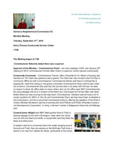 From the desk of Michael J. Henderson For information purposes only (not official minutes) Advisory Neighborhood Commission 5C Monthly Meeting